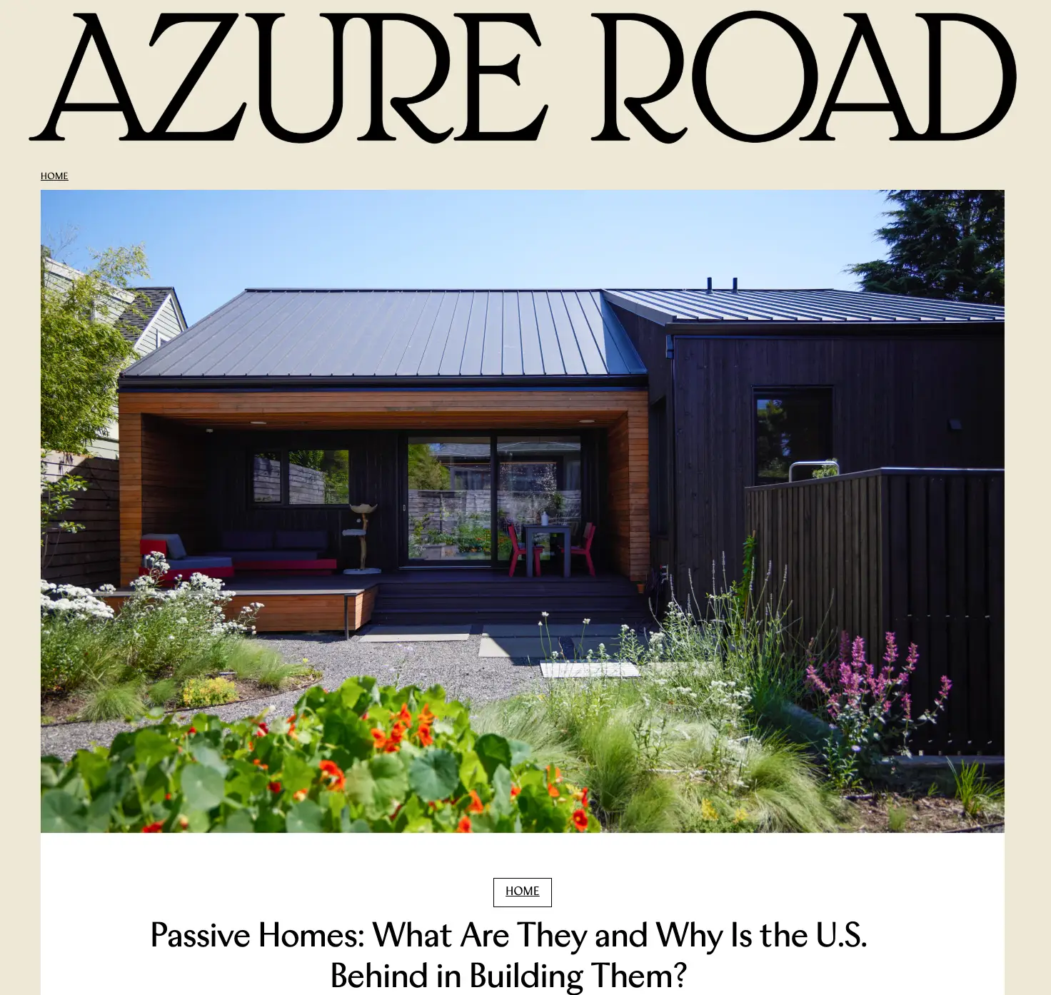 Azure road article with featured image of the rear elevation of the Richmond residence and garden.