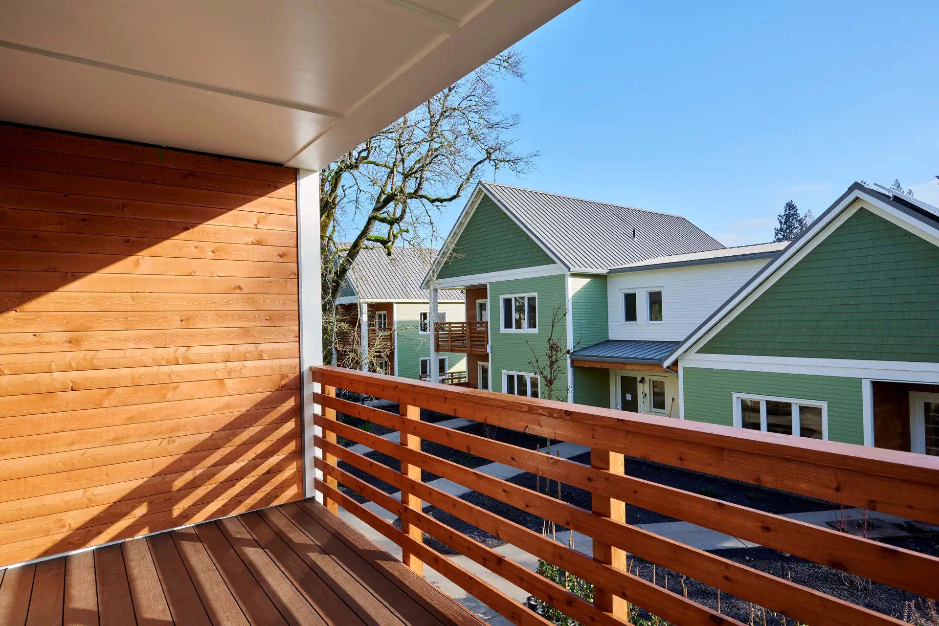 The Oaks at Rose Villa from the 2nd level balcony of one of the homes. From this location, the other homes are seen.